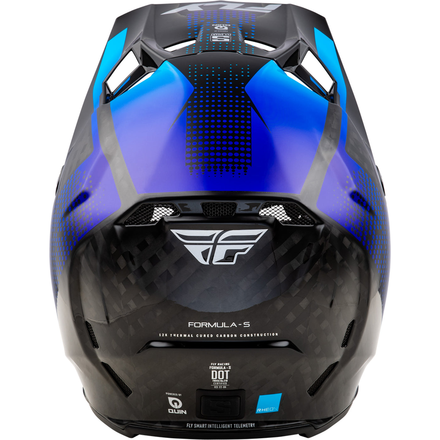 Fly Racing Formula S Carbon Protocol Helmet Black Carbon/Blue - Rear View