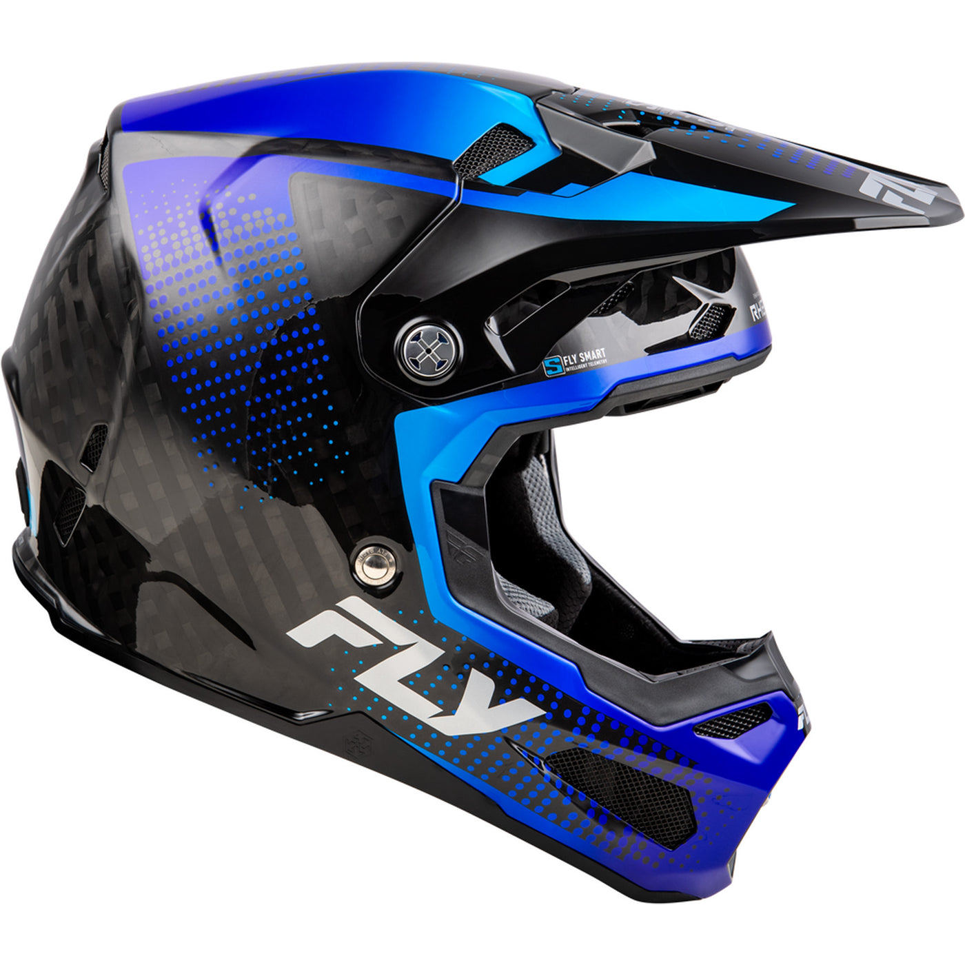 Fly Racing Formula S Carbon Protocol Helmet Black Carbon/Blue - Side View