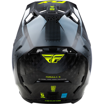 Fly Racing Formula S Carbon Protocol Helmet Black Carbon/Grey/Hi-Vis - Rear View