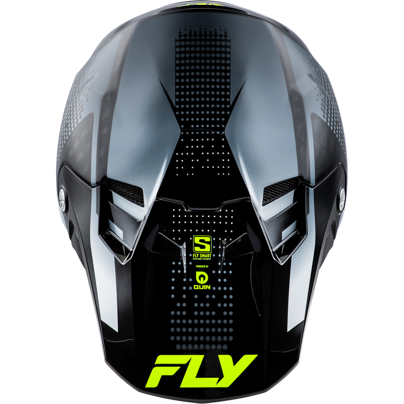 Fly Racing Formula S Carbon Protocol Helmet Black Carbon/Grey/Hi-Vis - Top Down View