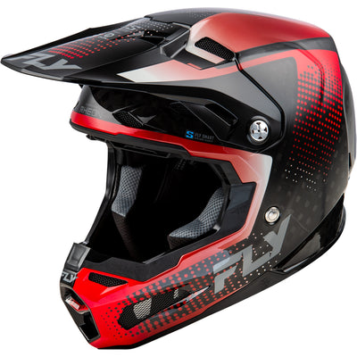 Fly Racing Formula S Carbon Protocol Helmet Black Carbon/Red - Front Side View