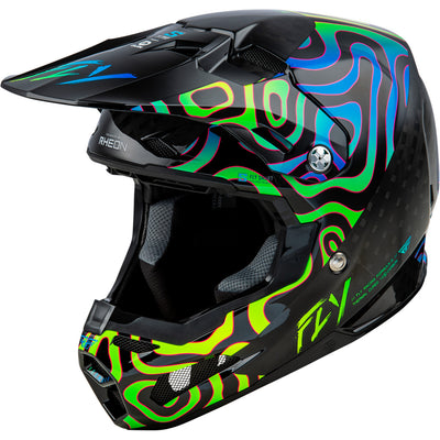 Fly Racing Formula S Carbon Zen Helmet Black Carbon/Blue/Yellow - Front Side View