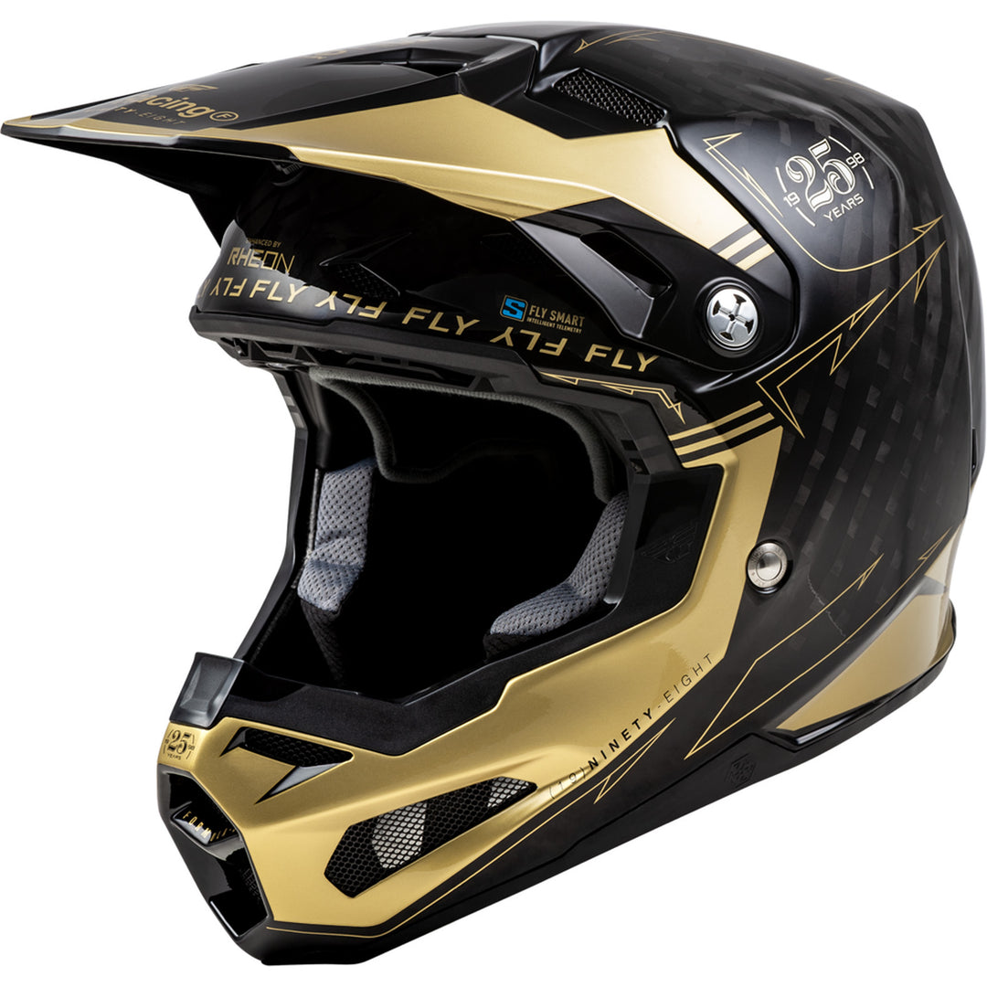 Fly Racing Formula S Carbon Legacy Helmet Black/Gold - Front Side View
