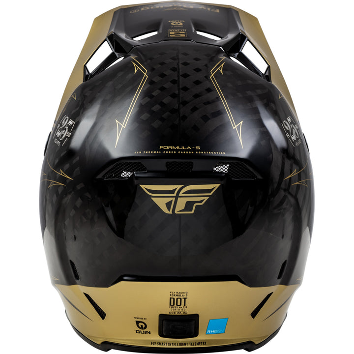 Fly Racing Formula S Carbon Legacy Helmet Black/Gold - Rear Top View