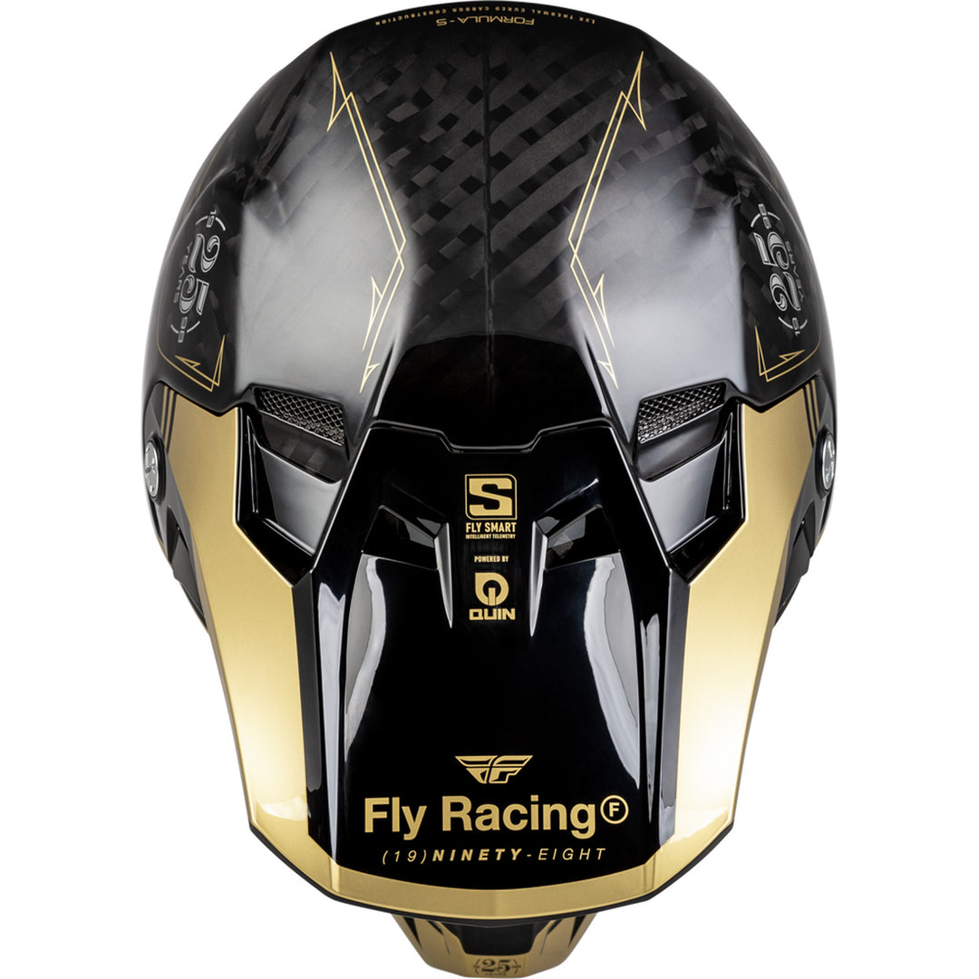 Fly Racing Formula S Carbon Legacy Helmet Black/Gold - Top Down View