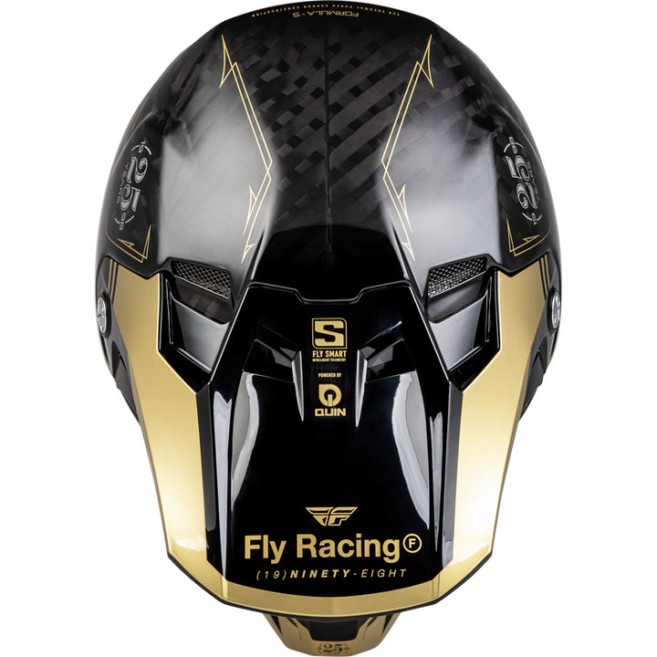 Fly Racing Formula S Carbon Legacy Helmet Black/Gold - Top Down View