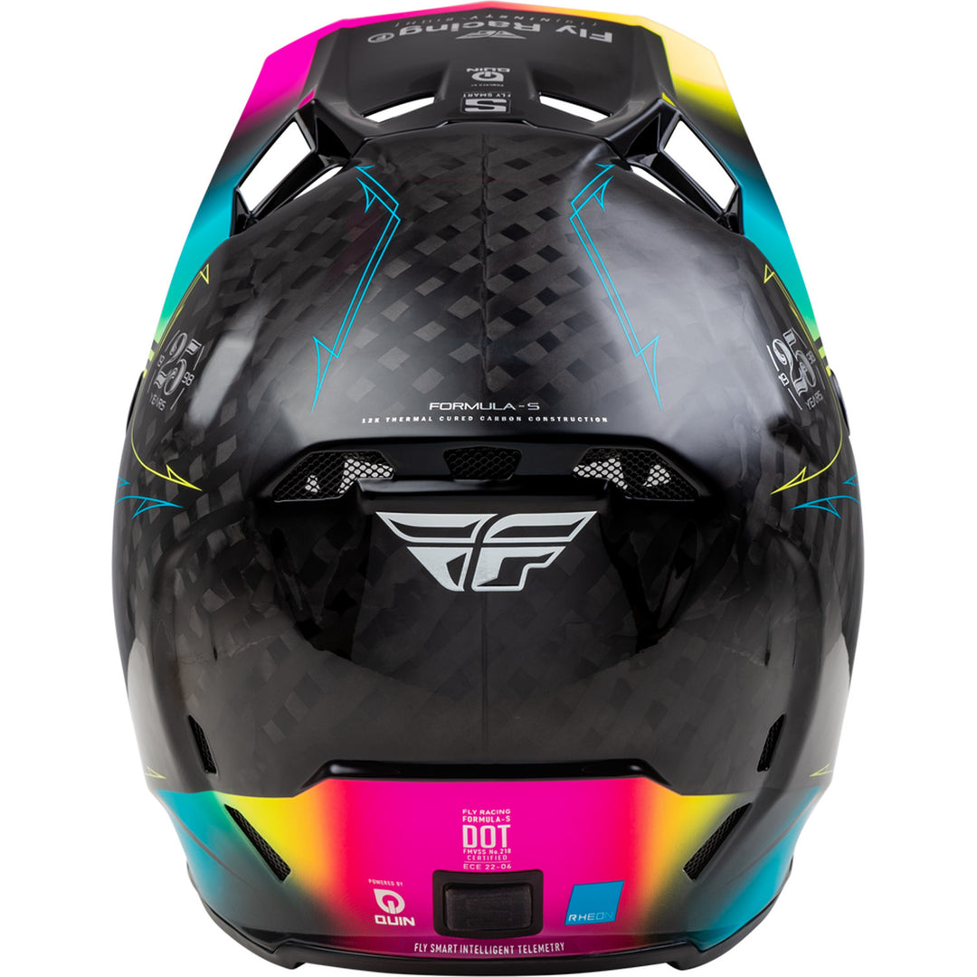 Fly Racing Formula S Carbon Legacy Helmet Black/Electric Blue/Fuschia - Rear Top View
