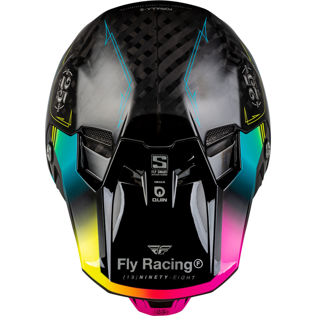 Fly Racing Formula S Carbon Legacy Helmet Black/Electric Blue/Fuschia - Top Down View