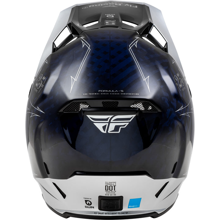 Fly Racing Formula S Carbon Legacy Helmet Blue Carbon/Silver - Rear Top View