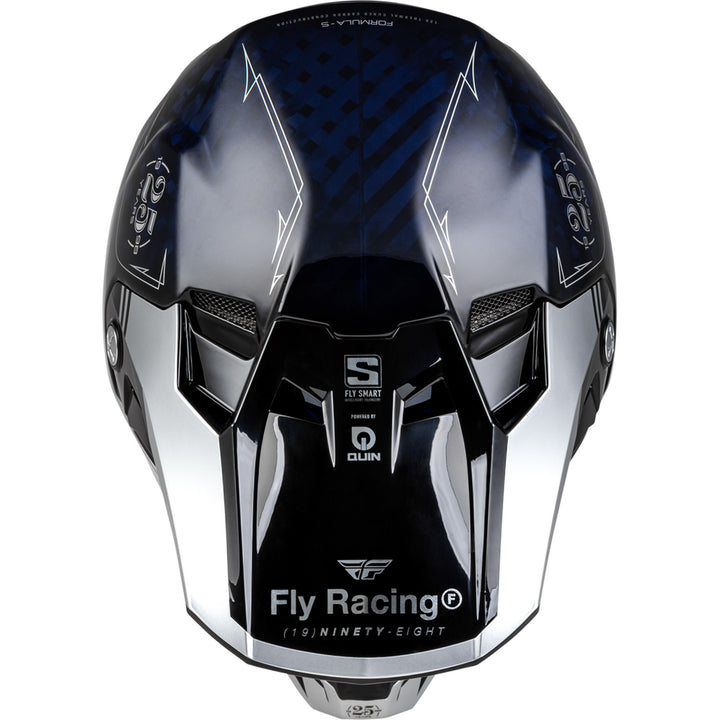 Fly Racing Formula S Carbon Legacy Helmet Blue Carbon/Silver - Top Down View