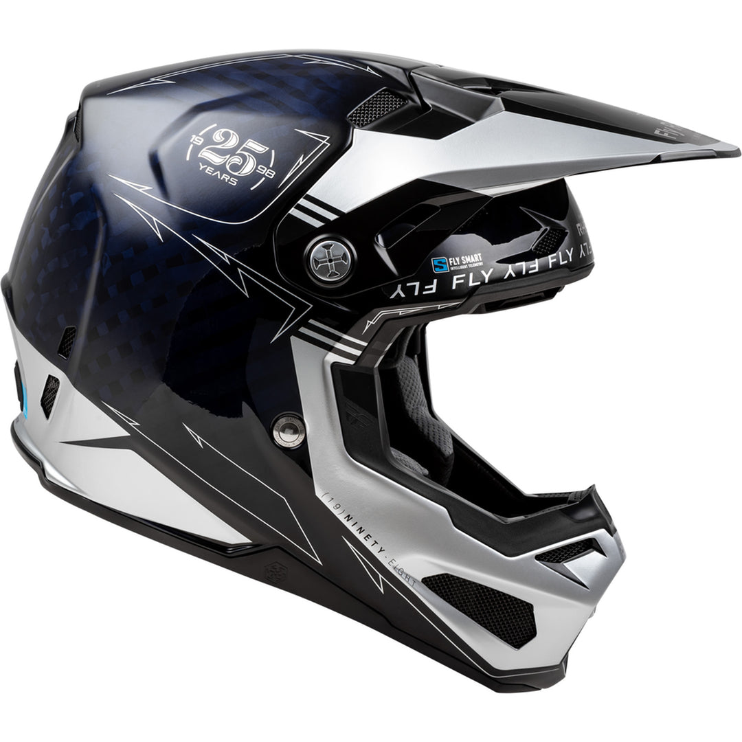 Fly Racing Formula S Carbon Legacy Helmet Blue Carbon/Silver - Side View