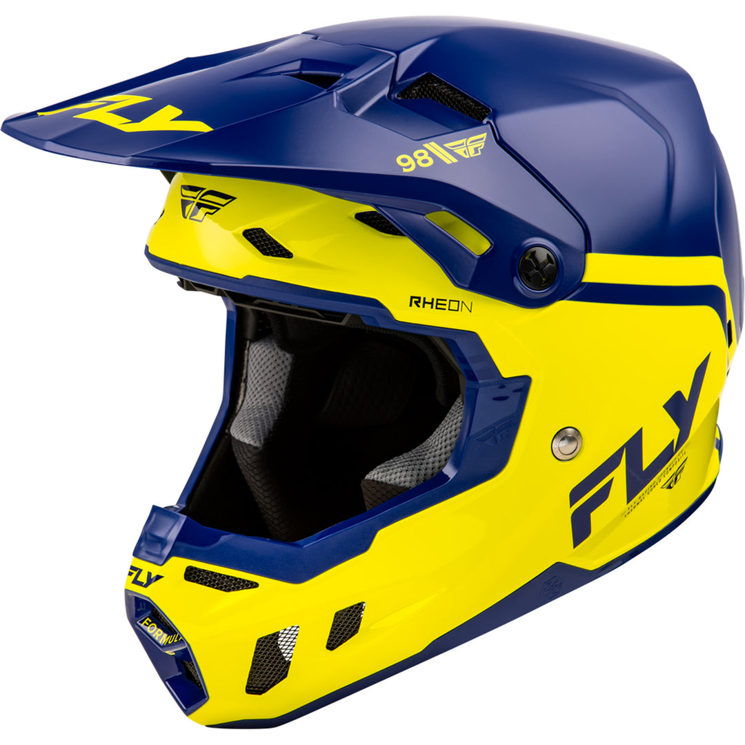 Fly Racing Formula CC Objective Helmet Navy/Yellow - Front Left Side View