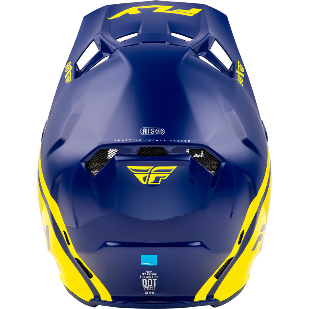 Fly Racing Formula CC Objective Helmet Navy/Yellow - Rear View
