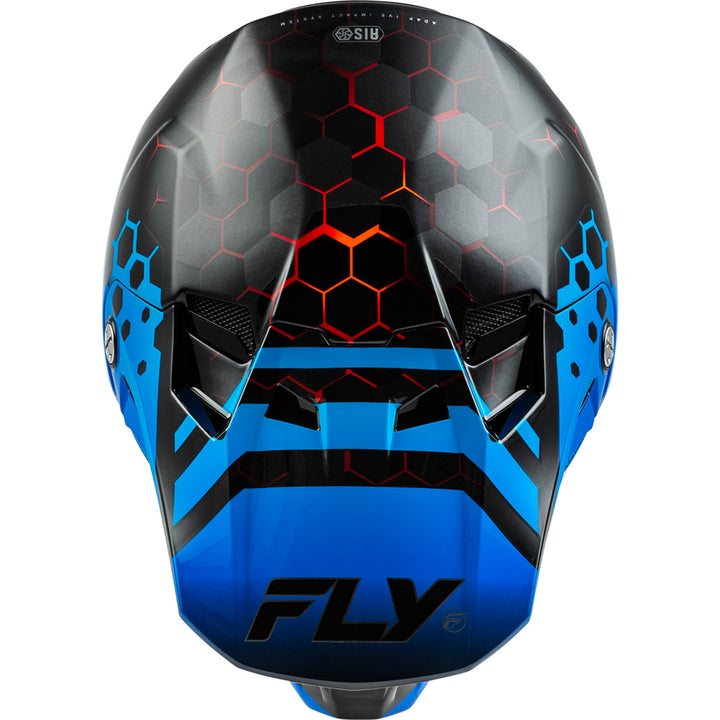 Fly Racing Formula CC Tektonic Helmet Black/Blue/Red - Top Down View
