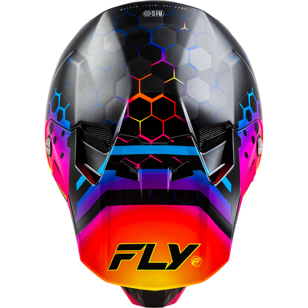 Fly Racing Formula CC Tektonic Helmet Black/Sunset - Top Down View