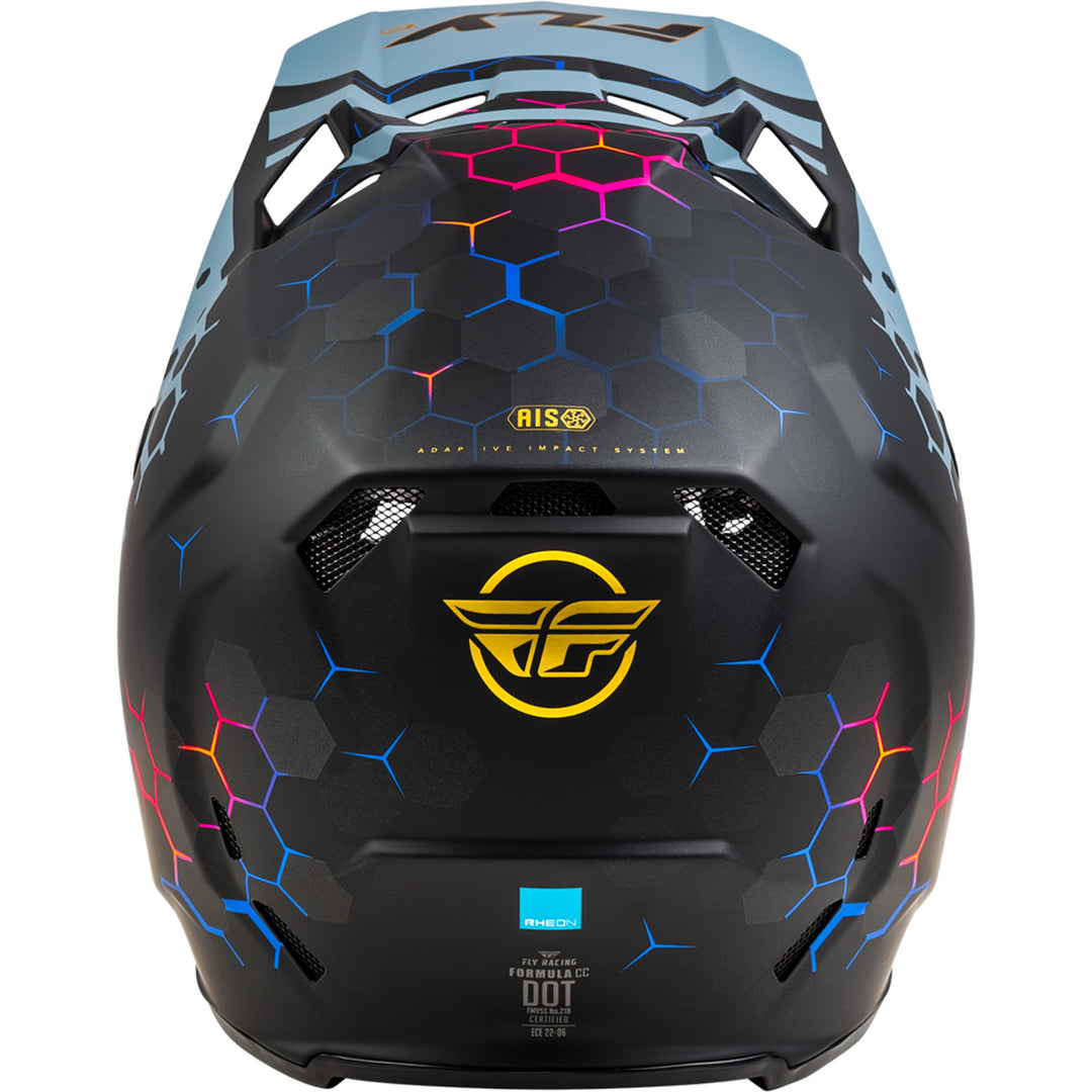 Fly Racing Formula CC Tektonic Helmet Matte Black/Slate/Blue - Rear View