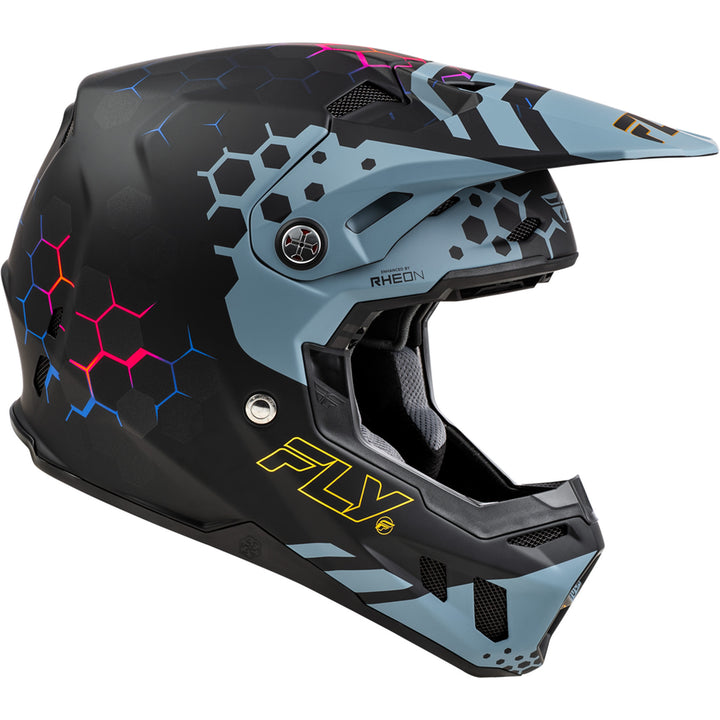 Fly Racing Formula CC Tektonic Helmet Matte Black/Slate/Blue - Right Side View