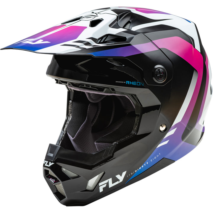 Fly Racing Formula CP Krypton Helmet White/Black/Purple - Front Left Side View
