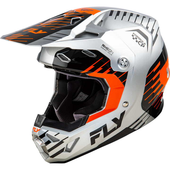 Fly Racing Formula CP Slice Helmet Grey/Orange/Black - Front Left Side View