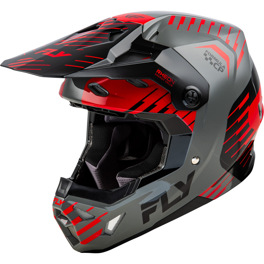 Fly Racing Formula CP Slice Helmet Grey/Red/Black - Front Left Side View