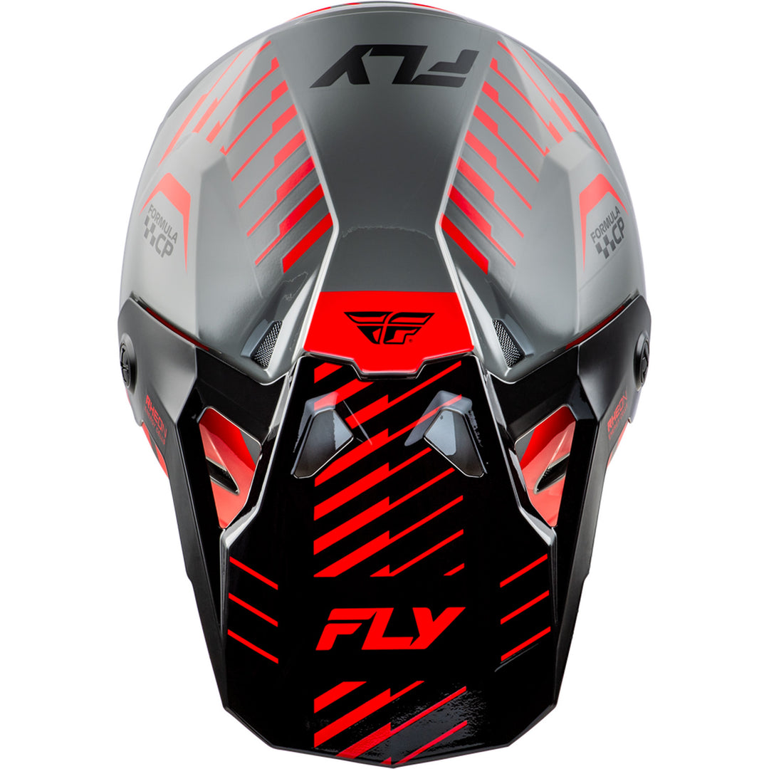 Fly Racing Formula CP Slice Helmet Grey/Red/Black - Top Down View