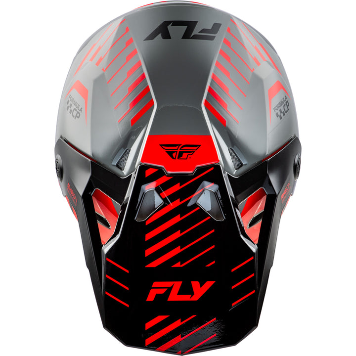 Fly Racing Formula CP Slice Helmet Grey/Red/Black - Top Down View
