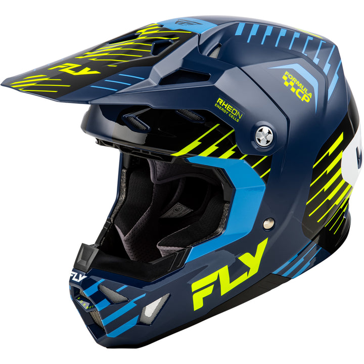 Fly Racing Formula CP Slice Helmet Navy/Hi-Vis/White - Front Left Side View