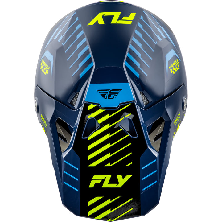 Fly Racing Formula CP Slice Helmet Navy/Hi-Vis/White - Top Down View