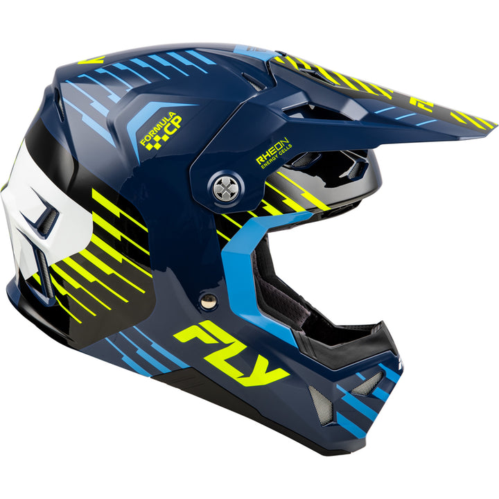 Fly Racing Formula CP Slice Helmet Navy/Hi-Vis/White - Right Side View