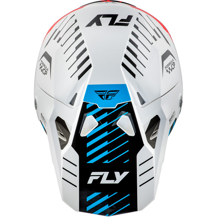 Fly Racing Formula CP Slice Helmet White/Red/Cyan - Top Down View