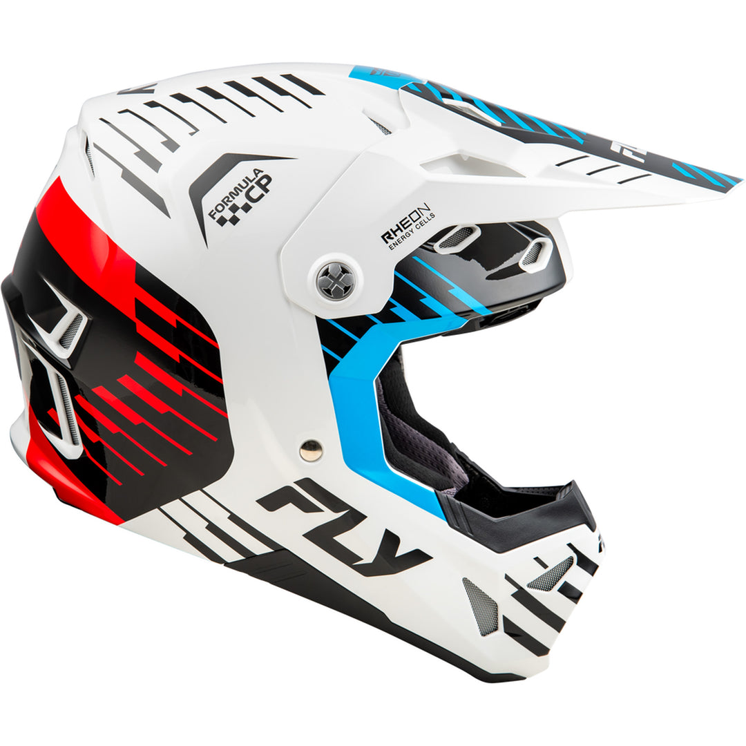 Fly Racing Formula CP Slice Helmet White/Red/Cyan - Right Side View