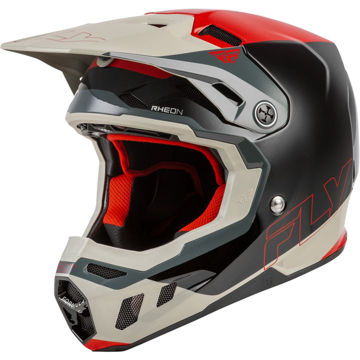 Fly Racing Formula CC Glide Helmet Black/Red/Grey - Front Left Side View