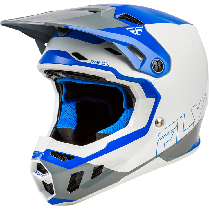 Fly Racing Formula CC Glide Helmet Blue/Light Grey/Grey - Front Left Side View