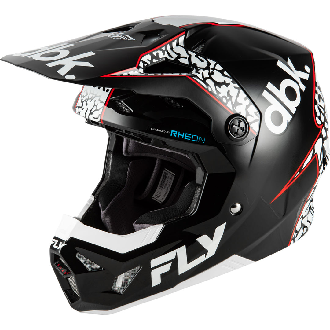 Fly Racing Formula CP dbk. Helmet Black/White/Red - Front Left Side View