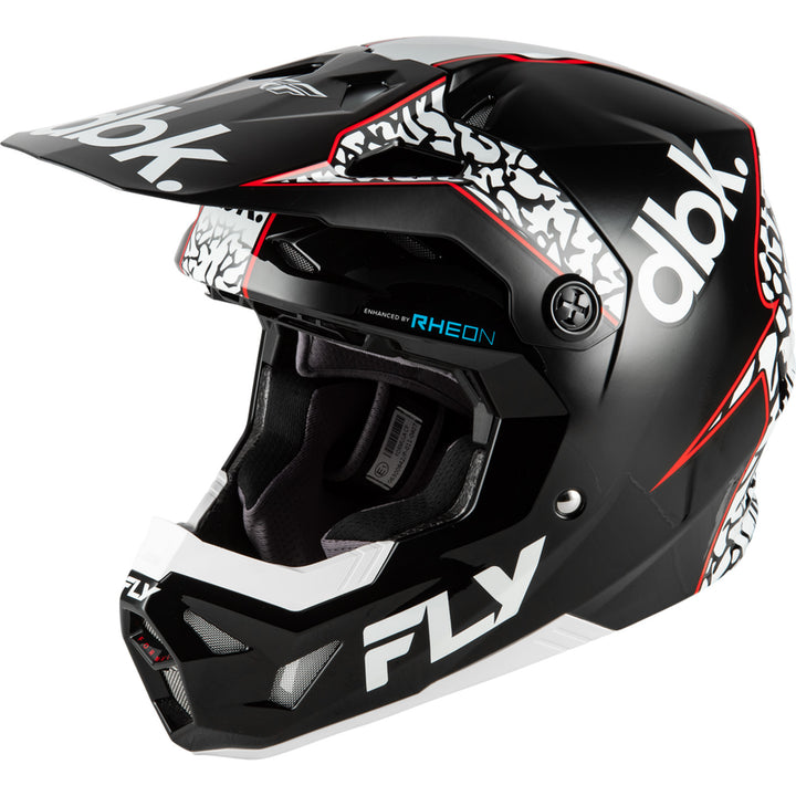 Fly Racing Formula CP dbk. Helmet Black/White/Red - Front Left Side View