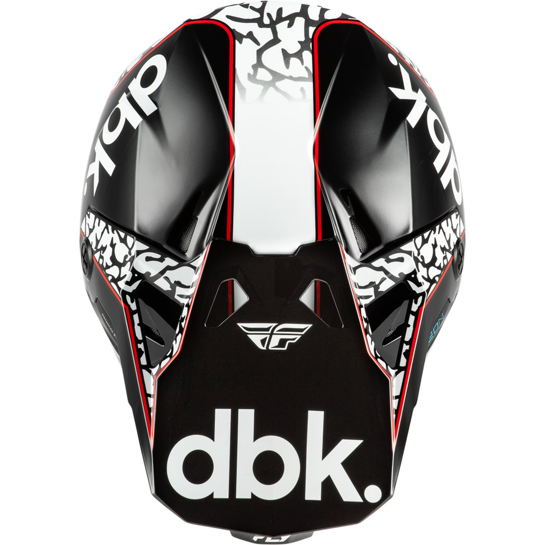 Fly Racing Formula CP dbk. Helmet Black/White/Red - Top Down View