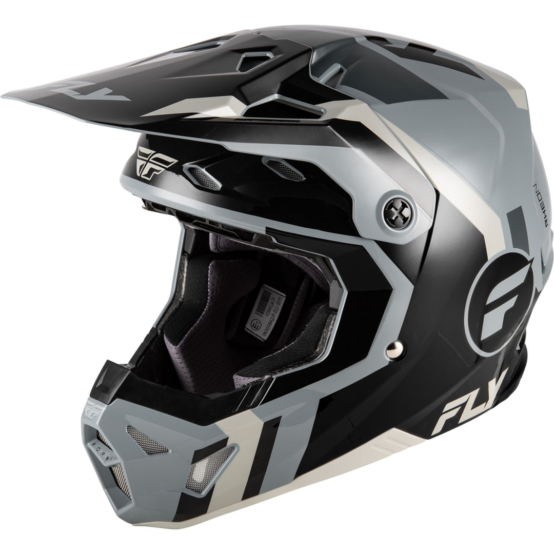 Fly Racing Formula CP Seal Helmet Black/Grey/Light Grey - Front Left Side View