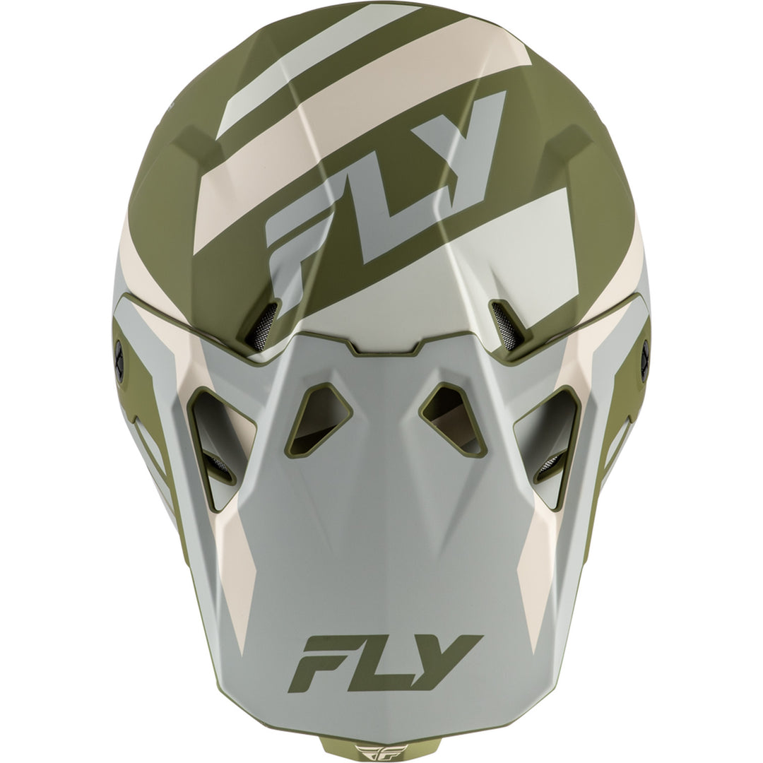 Fly Racing Formula CP Seal Helmet Matte Stone/Khaki/Olive - Top Down View