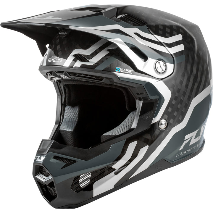 Fly Racing Formula S Carbon Byte Helmet Black Carbon/Grey/Silver - Front Left Side View