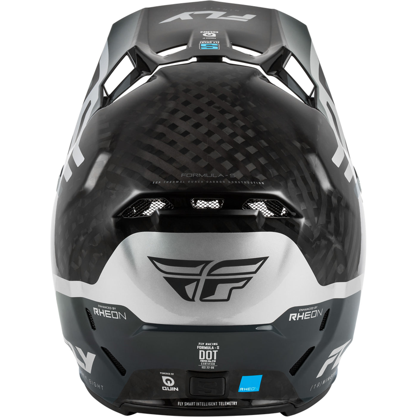 Fly Racing Formula S Carbon Byte Helmet Black Carbon/Grey/Silver - Rear View
