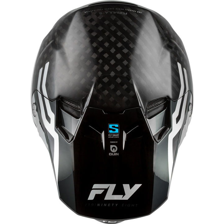 Fly Racing Formula S Carbon Byte Helmet Black Carbon/Grey/Silver - Top Down View