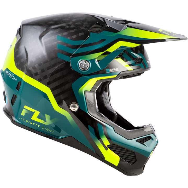 Fly Racing Formula S Carbon Byte Helmet Black Carbon/Teal/Lime - Right Side View