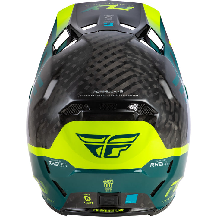 Fly Racing Formula S Carbon Byte Helmet Black Carbon/Teal/Lime - Rear View
