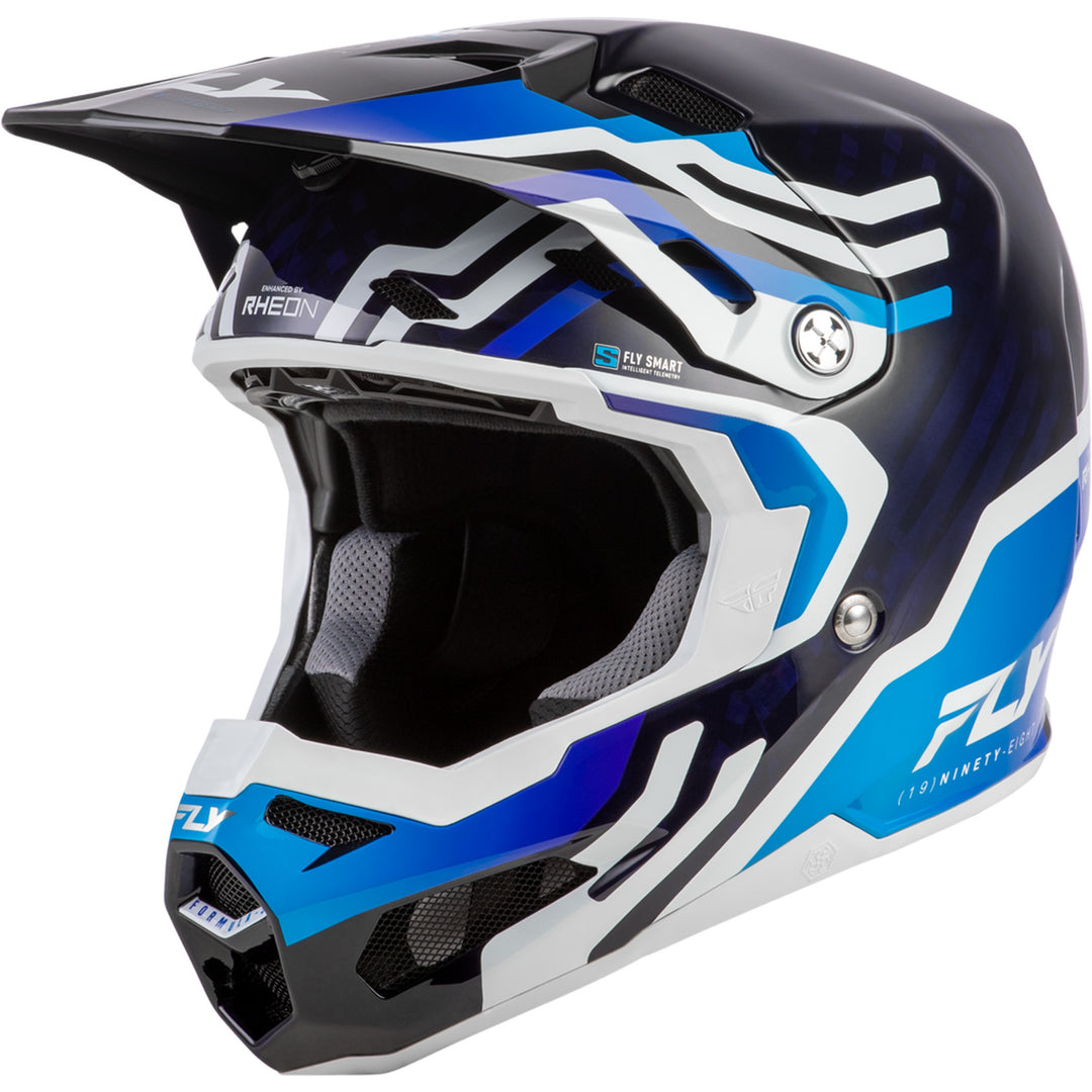 Fly Racing Formula S Carbon Byte Helmet Blue Carbon/Blue/White - Front Left Side View