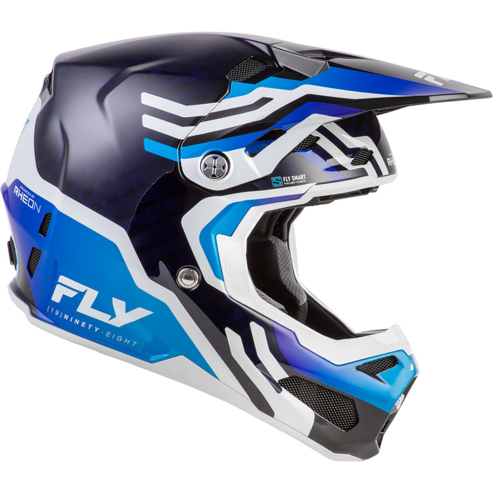 Fly Racing Formula S Carbon Byte Helmet Blue Carbon/Blue/White - Right Side View