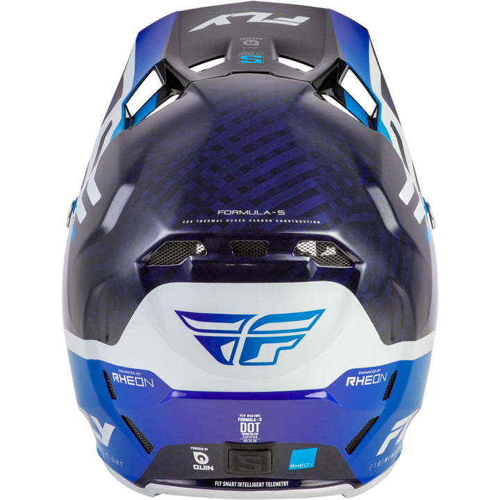 Fly Racing Formula S Carbon Byte Helmet Blue Carbon/Blue/White - Rear View