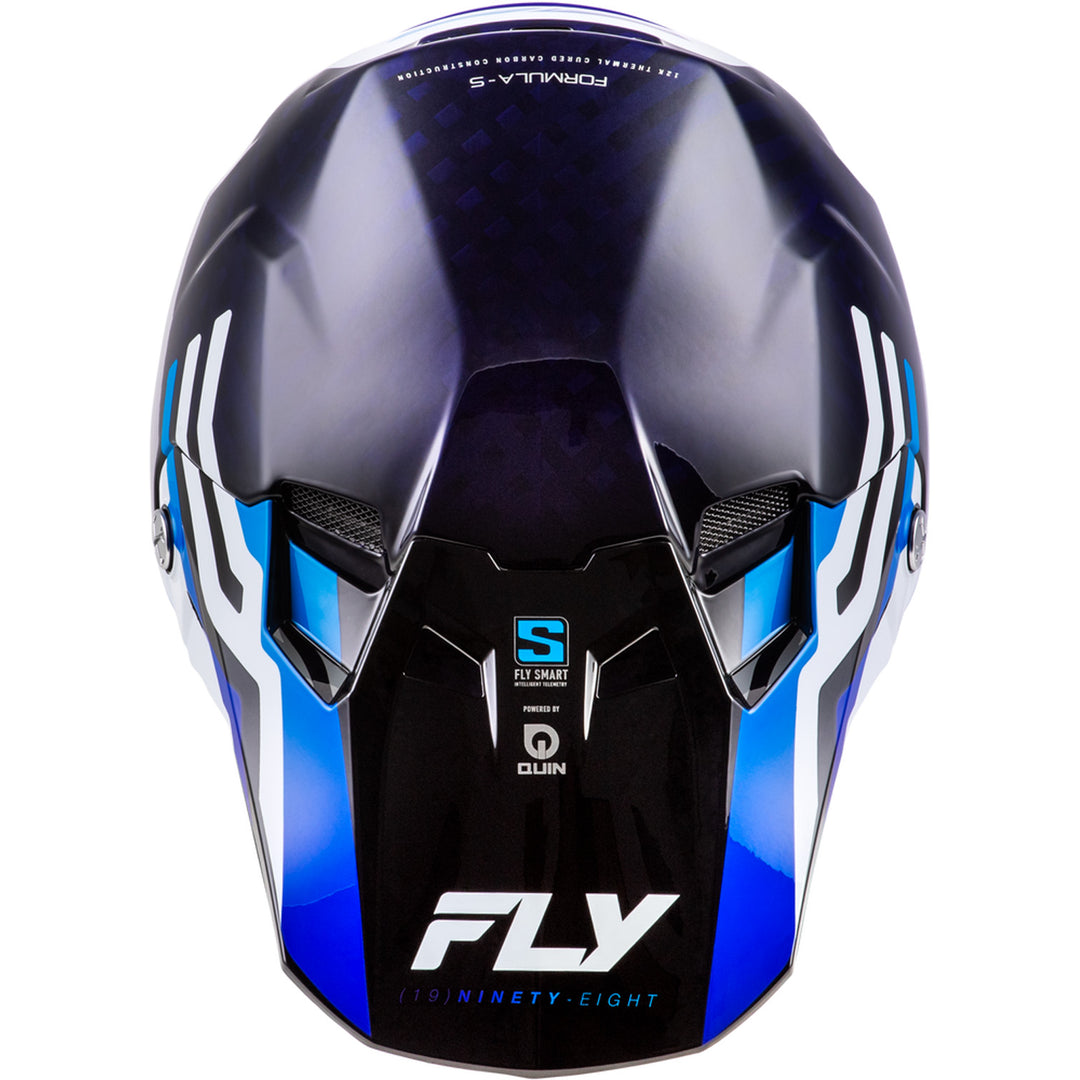 Fly Racing Formula S Carbon Byte Helmet Blue Carbon/Blue/White - Top Down View