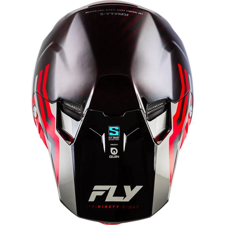 Fly Racing Formula S Carbon Byte Helmet Red Carbon/Red/Grey - Top Down View
