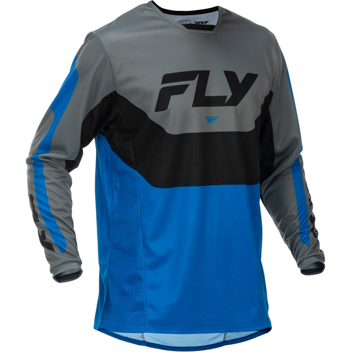 Fly Racing Kinetic Jersey Blue/Grey/Black - Front View