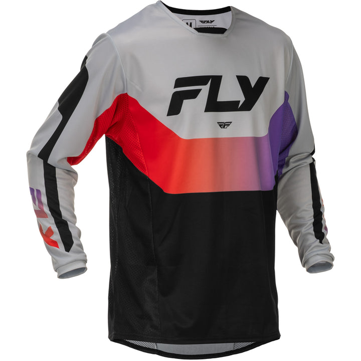 Fly Racing Kinetic Jersey Grey/Red/Purple/Black - Front View